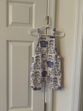 Lola & Stella Organic Sailor Overall Romper